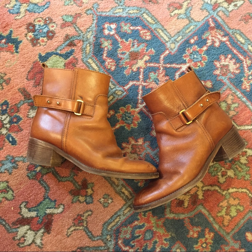 J Crew Parker Leather Ankle Boots Brown Tan